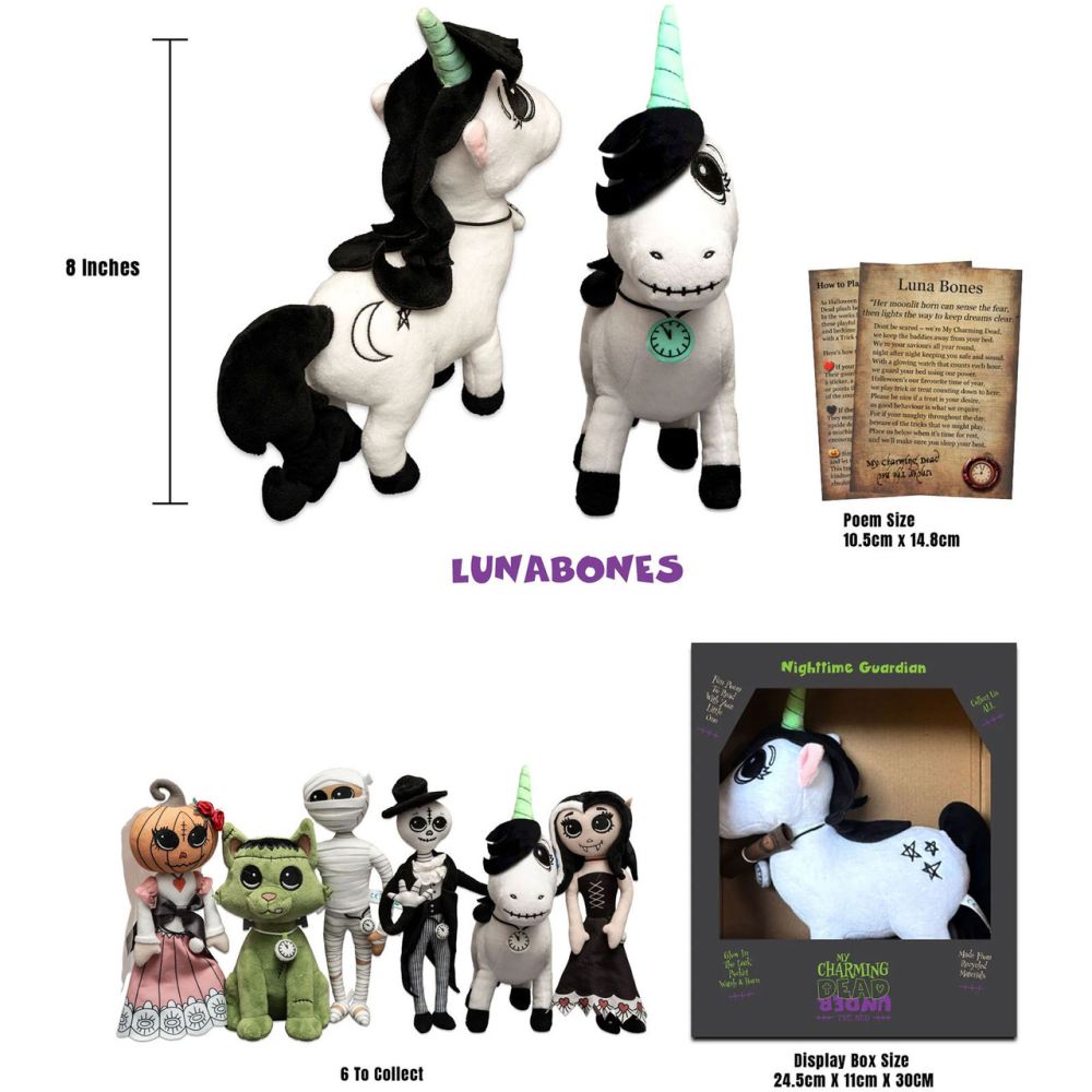 My Charming Dead - Lunabones Pluche knuffel - Wit/Zwart